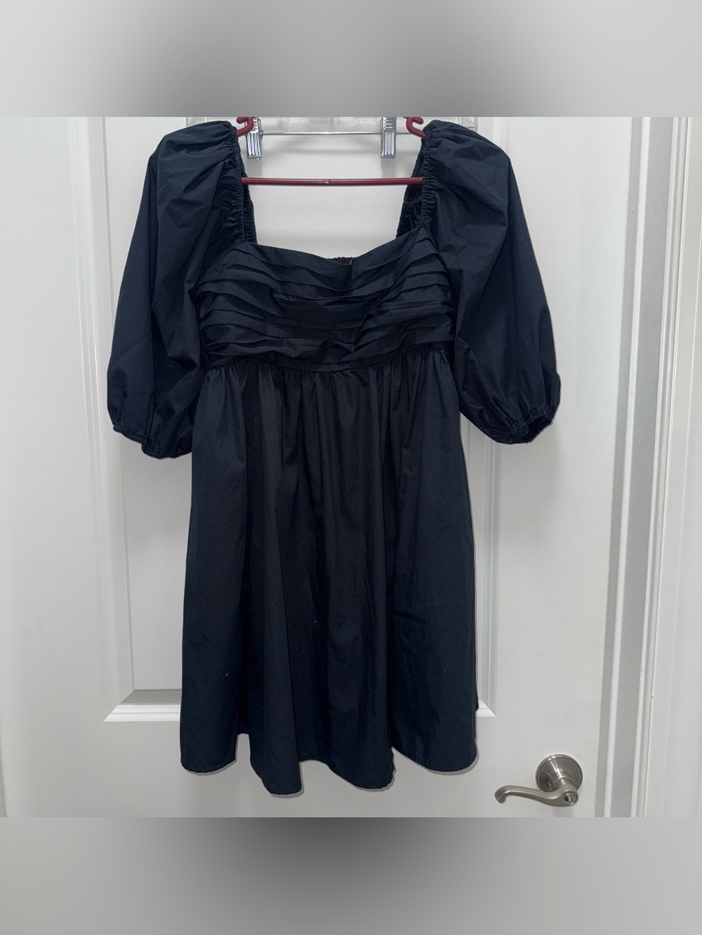 Abercrombie & Fitch Black Puff Sleeve Ruched Mini Dress S
